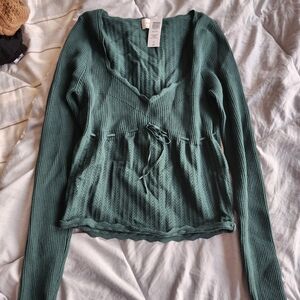 Aritzia Green Ribbed Sweater